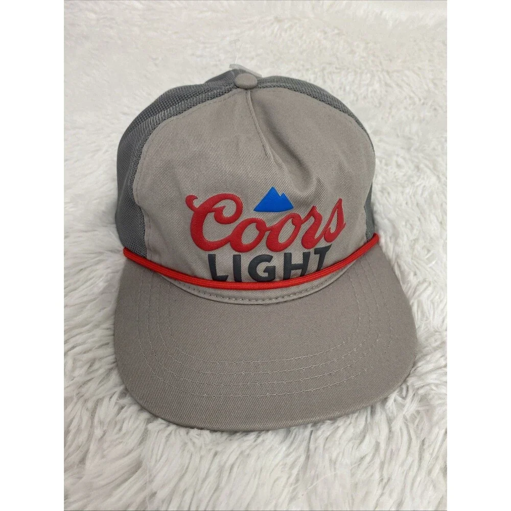 Coors Light Hat Baseball Cap Snapback Gray One Size Rope NWOT Outdoor Travel
